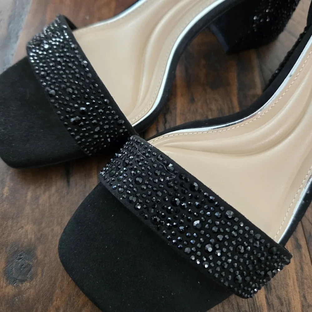 Kelly & Katie Caital Sandal. Black Rhinestone-covered. Size 7. New.
